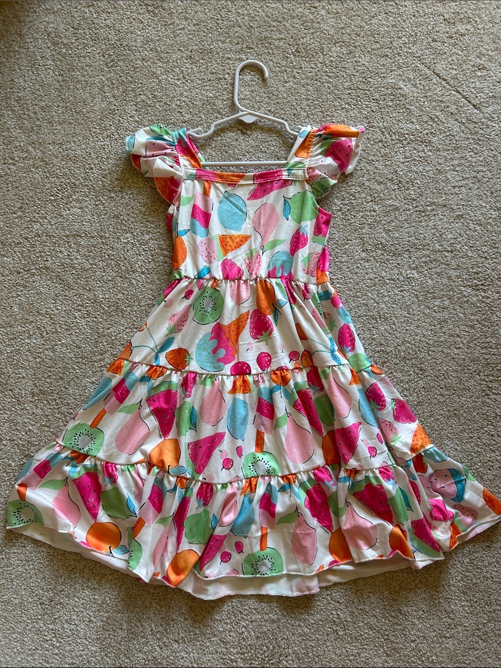 Girls Fruity Print Summer Dress - Multicolor